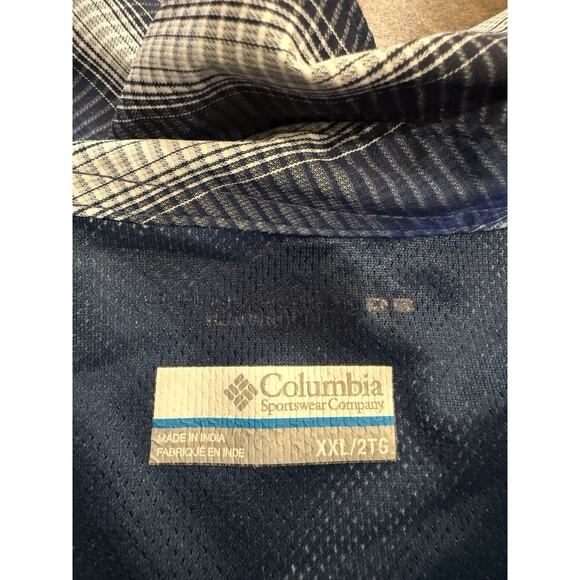 Columbia Mens Blue Omni Shade Vented Button Down Striped Shirt Size XXL XM0786 - Picture 6 of 9